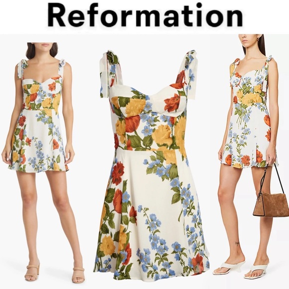 REFORMATION Niara floral-print Crepe Mini Dress In Formosa Crepe Size 2 - Picture 4 of 15